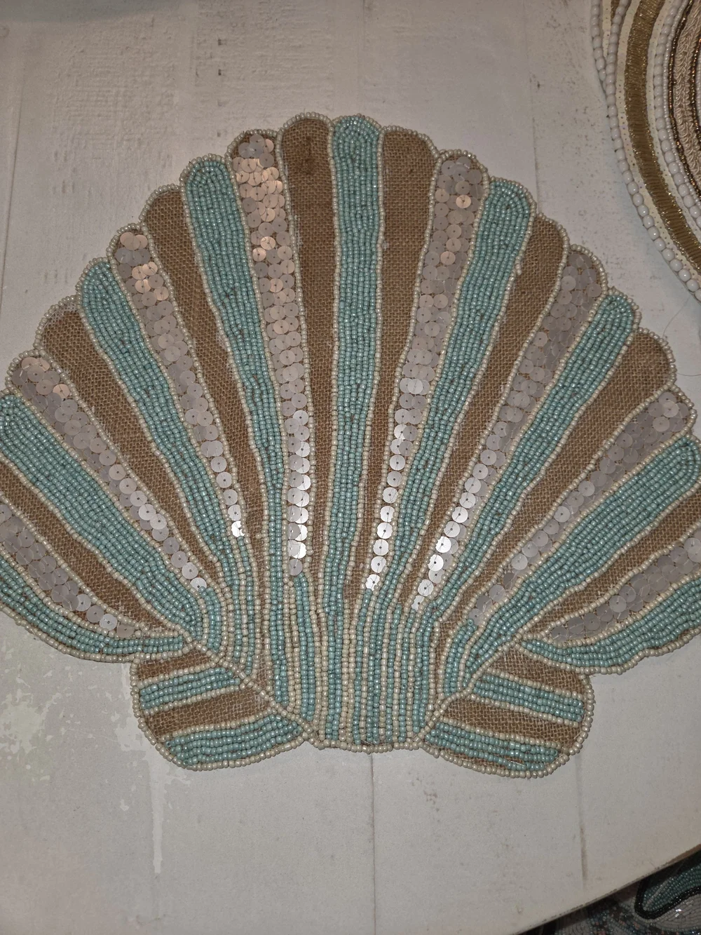 4 Coastal Collection Beaded Chargers Placemats